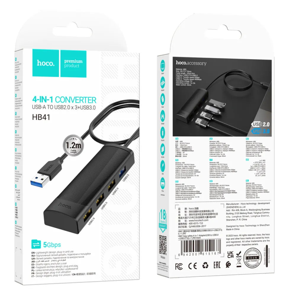 Hoco HB41 Easy safety 4-in-1 Adapter Hoco HB41 Easy safety 4-in-1 Adapter
